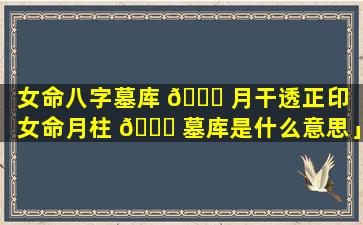 女命八字墓库 🐋 月干透正印「女命月柱 🐎 墓库是什么意思」